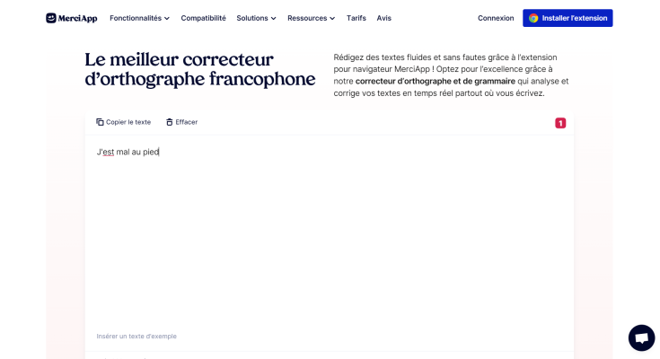 MerciApp, correcteur d'orthographe francophone en ligne