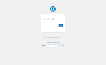 Écran de validation du code 2FA Wordfence après saisie du mot de passe WordPress