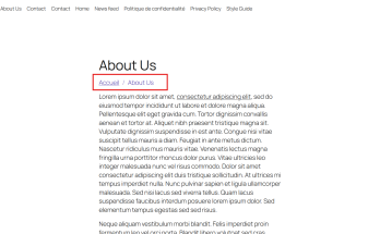 Bloc Breadcrumb natif de WordPress affichant un fil d'Ariane sans plugin dans l'en-tête d'une page