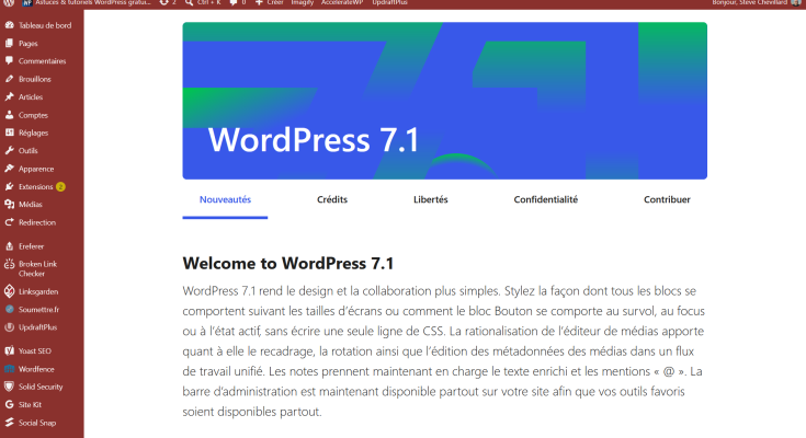 WordPress 7.1 Mary Lou, la version majeure sortie le 19 août 2026 au WordCamp US