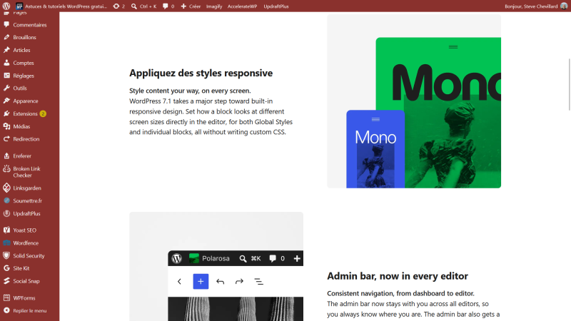 Les nouveautés de WordPress 7.1 : les styles responsifs réglables dans l'éditeur de site